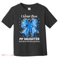 Coquette Bow I Wear Blue For My Daughter Child Abuse Toddler T-Shirt thumb 0