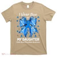 Coquette Bow I Wear Blue For My Daughter Child Abuse T-Shirt thumb 0