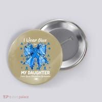 Coquette Bow I Wear Blue For My Daughter Child Abuse Button thumb 0