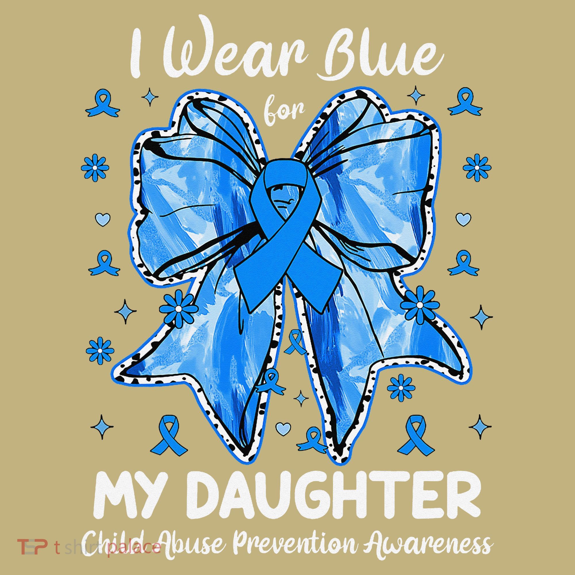 Coquette Bow I Wear Blue For My Daughter Child Abuse Mousepad