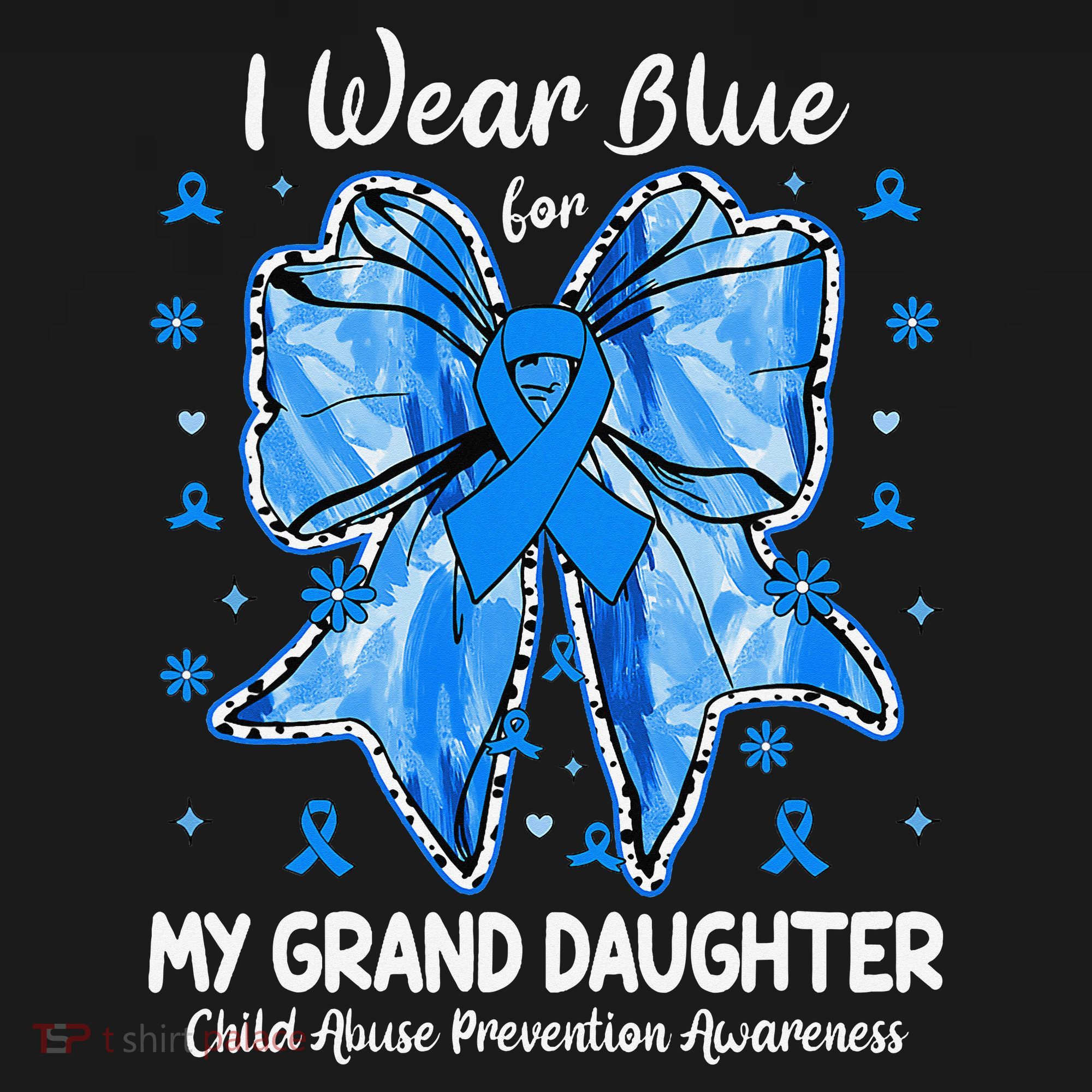 Coquette Bow I Wear Blue For My Grand Daughter Child Abuse Women's Hoodie