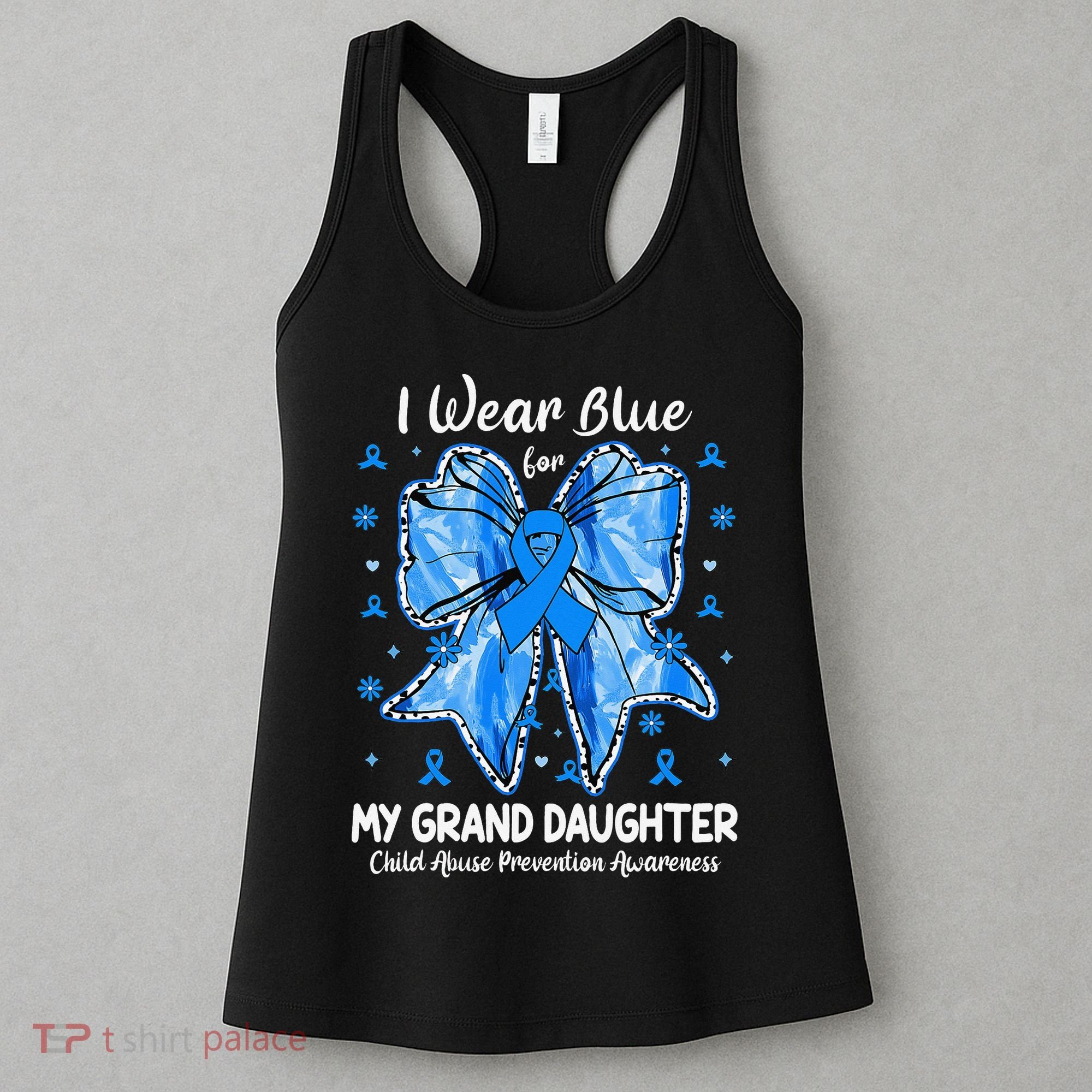 Coquette Bow I Wear Blue For My Grand Daughter Child Abuse Women's Tank Top