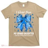 Coquette Bow I Wear Blue For My Grand Daughter Child Abuse T-Shirt thumb 0