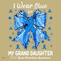 Coquette Bow I Wear Blue For My Grand Daughter Child Abuse T-Shirt thumb 7