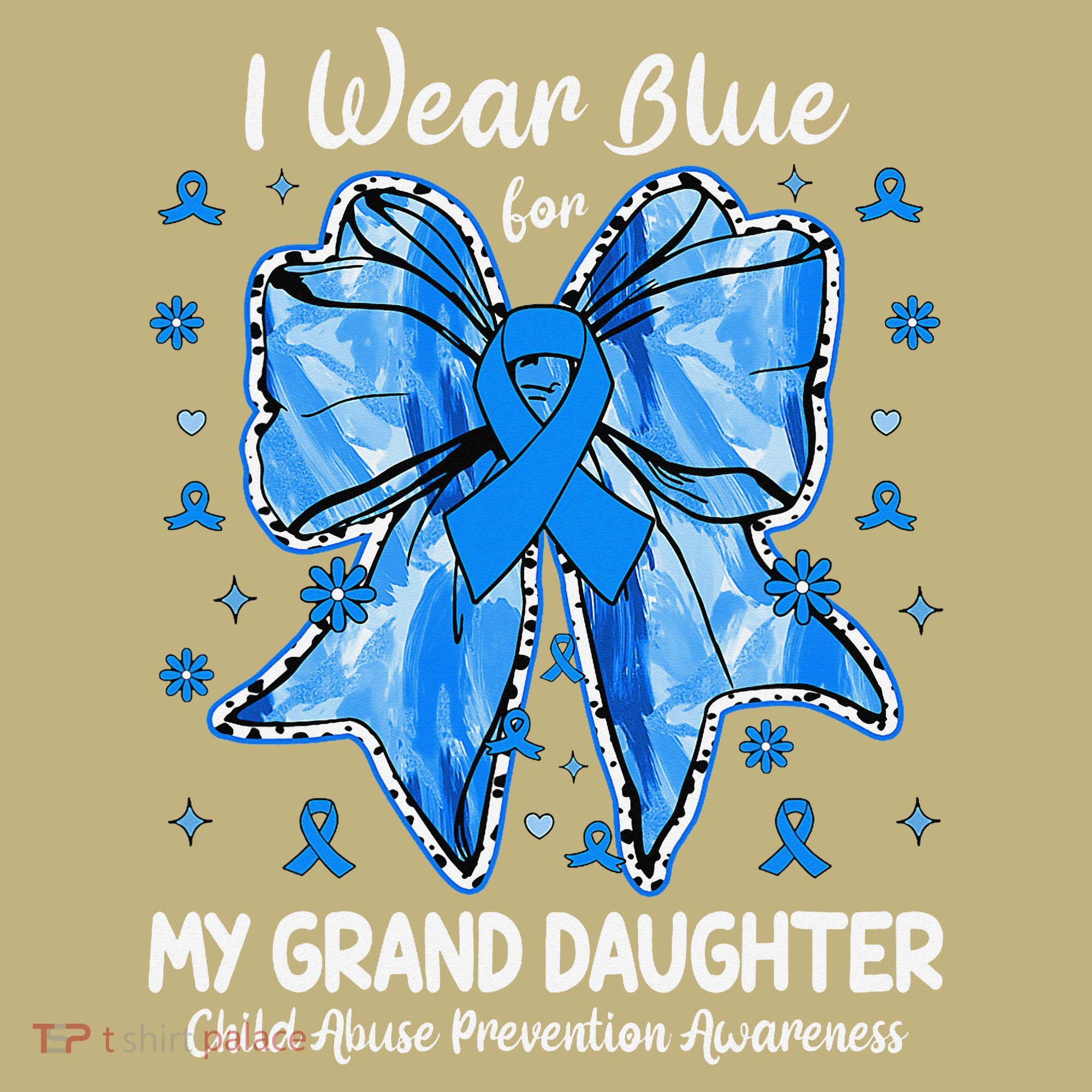 Coquette Bow I Wear Blue For My Grand Daughter Child Abuse T-Shirt