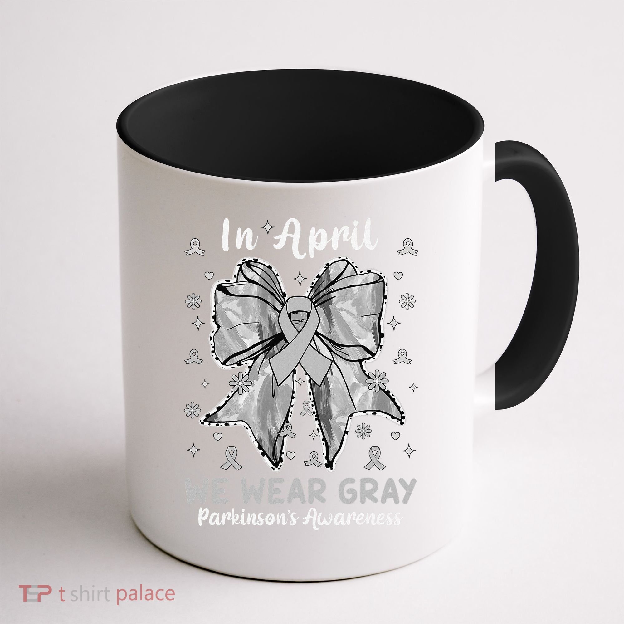 Coquette Bow In April We Wear Gray Parkinsons Awareness Coffee Mug