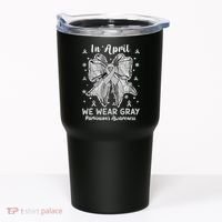 Coquette Bow In April We Wear Gray Parkinsons Awareness Tumbler thumb 0