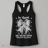 Coquette Bow In April We Wear Gray Parkinsons Awareness Women's Tank Top thumb 3