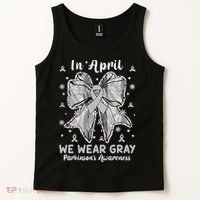 Coquette Bow In April We Wear Gray Parkinsons Awareness Tank Top thumb 2