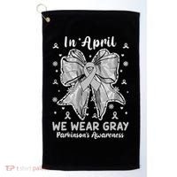 Coquette Bow In April We Wear Gray Parkinsons Awareness Golf Towel thumb 0