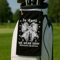 Coquette Bow In April We Wear Gray Parkinsons Awareness Golf Towel thumb 2