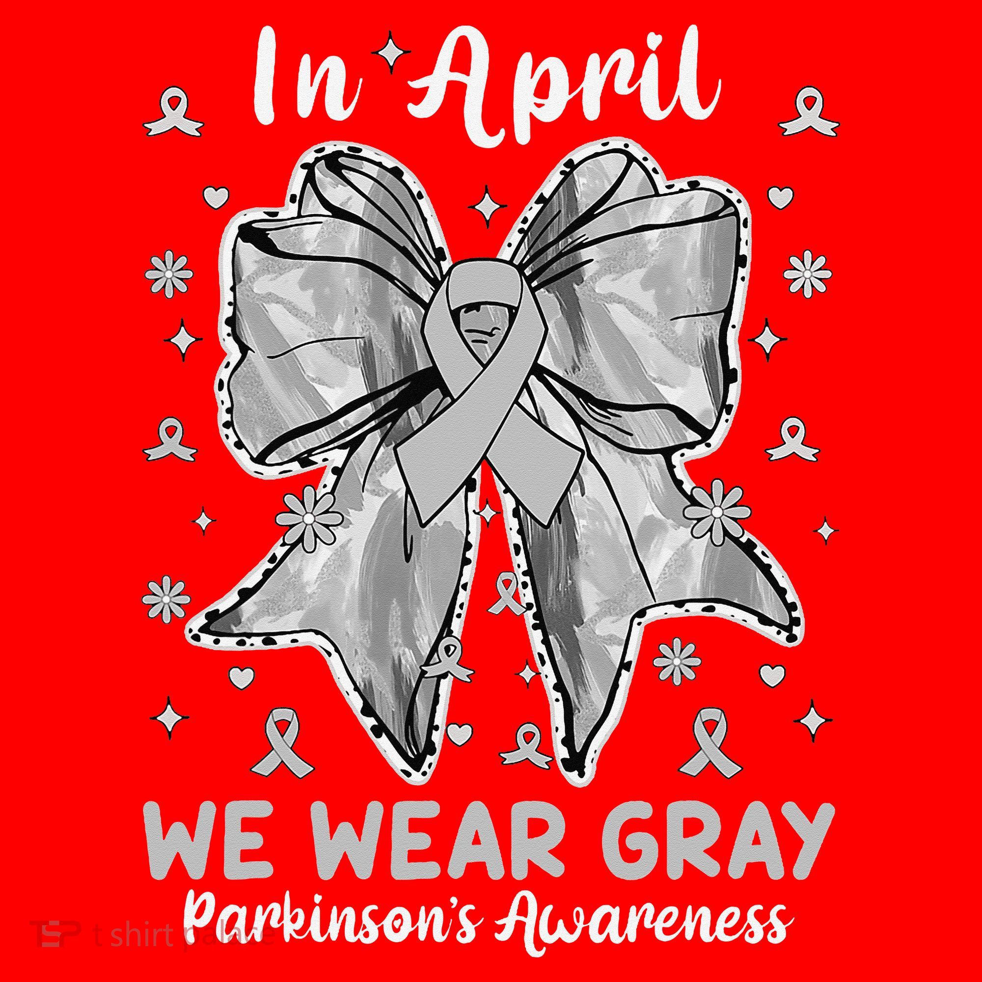 Coquette Bow In April We Wear Gray Parkinsons Awareness Santa Hat