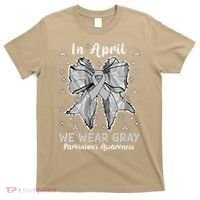 Coquette Bow In April We Wear Gray Parkinsons Awareness T-Shirt thumb 0