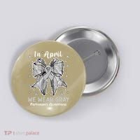 Coquette Bow In April We Wear Gray Parkinsons Awareness Button thumb 0
