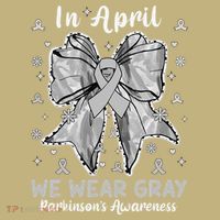 Coquette Bow In April We Wear Gray Parkinsons Awareness Kids T-Shirt thumb 2