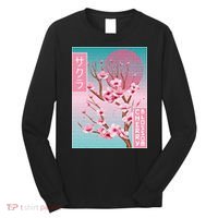 Cherry Blossom Japanese Sakura Vaporwave Aesthetic Long Sleeve Shirt thumb 0