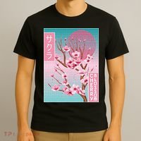 Cherry Blossom Japanese Sakura Vaporwave Aesthetic T-Shirt thumb 3