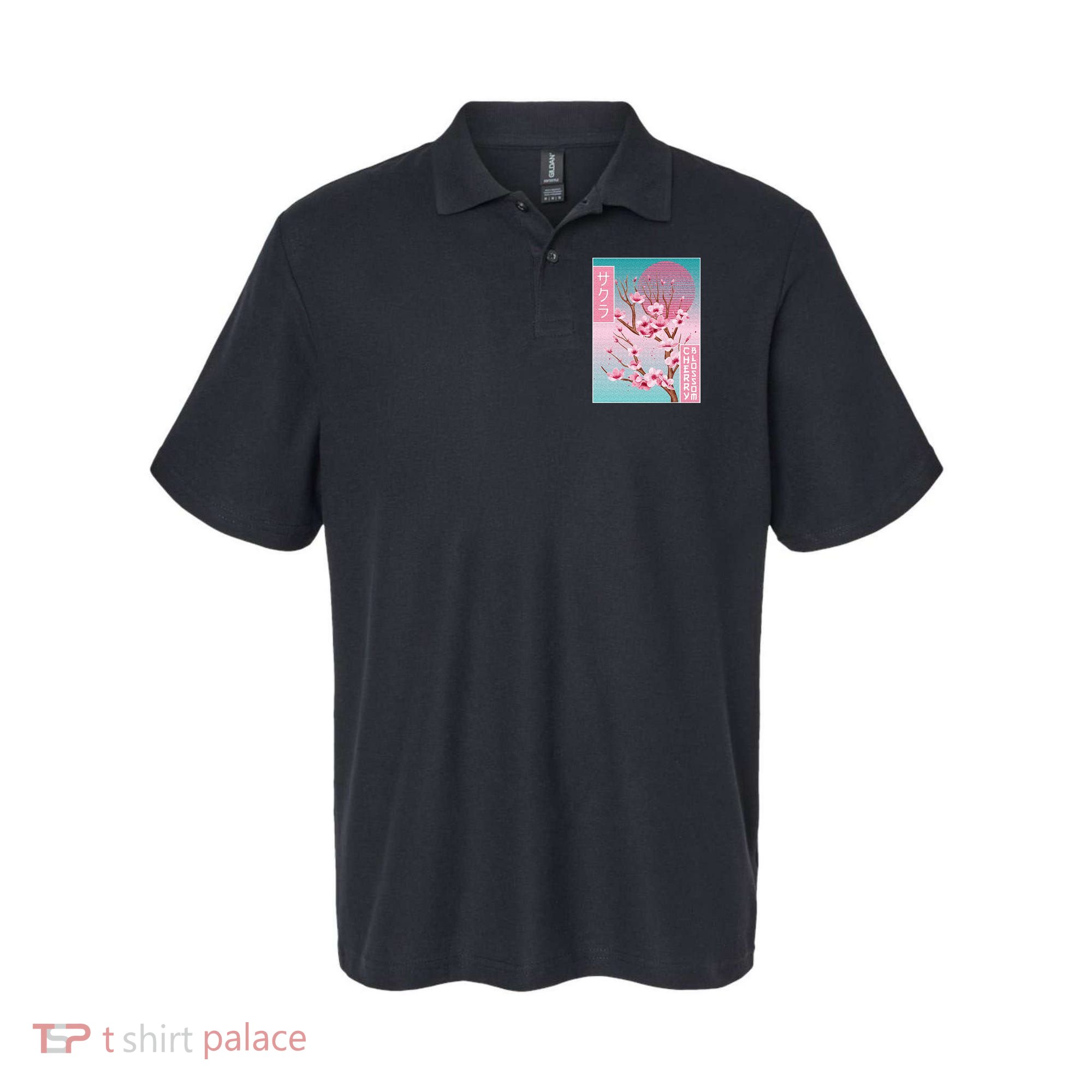 Cherry Blossom Japanese Sakura Vaporwave Aesthetic Polo