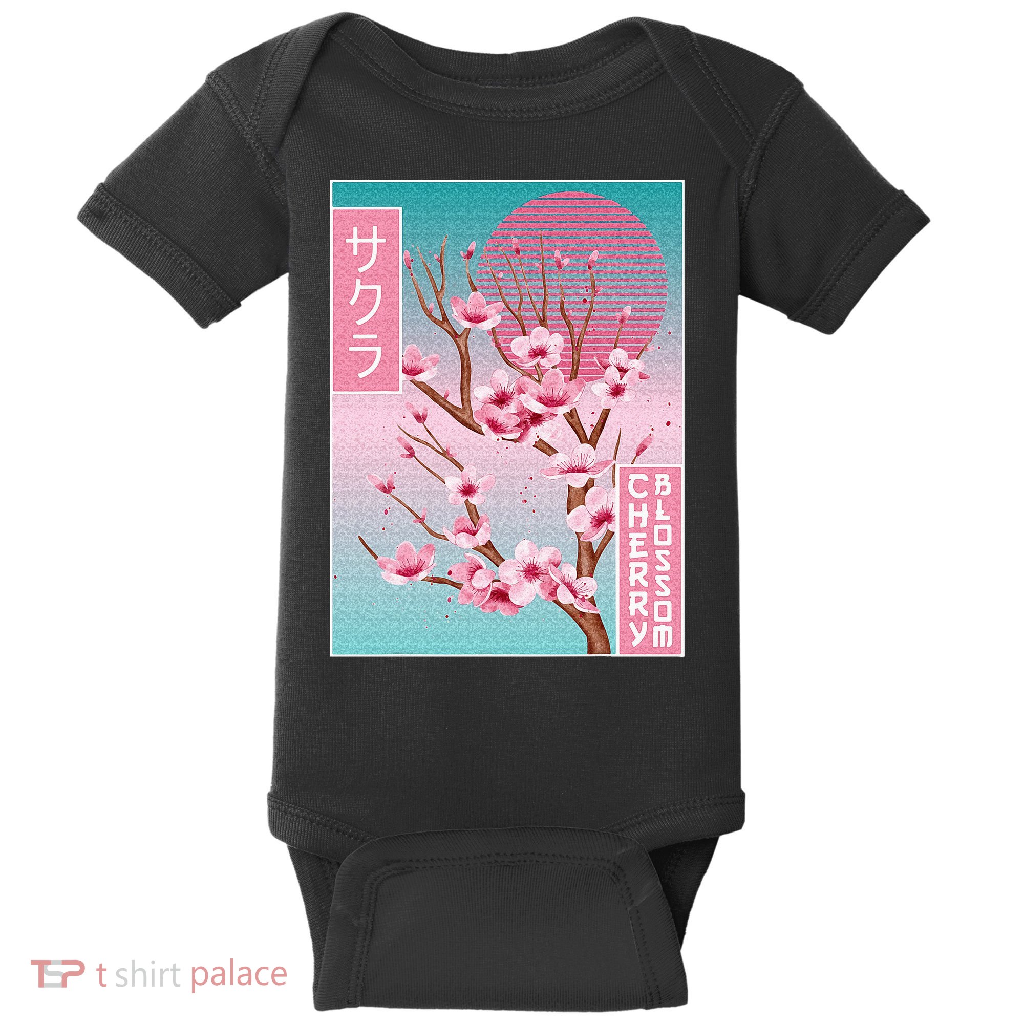 Cherry Blossom Japanese Sakura Vaporwave Aesthetic Baby Bodysuit