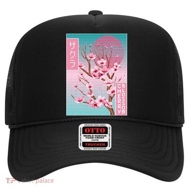 Cherry Blossom Japanese Sakura Vaporwave Aesthetic Hat