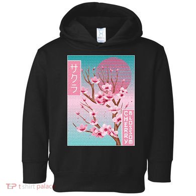 Cherry Blossom Japanese Sakura Vaporwave Aesthetic Toddler Hoodie