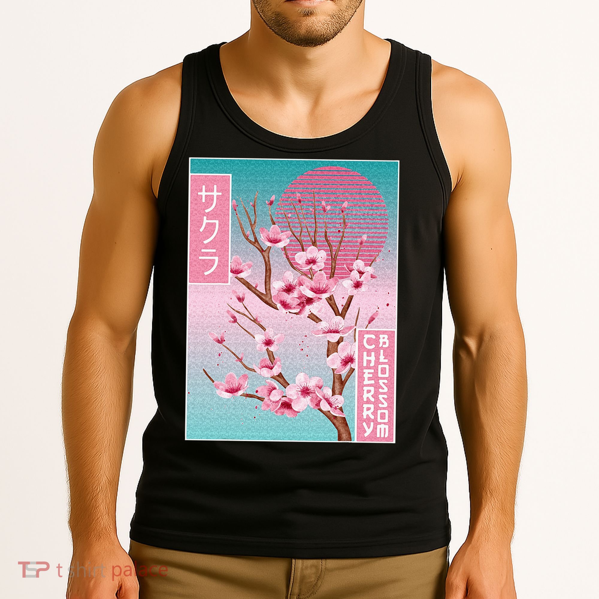 Cherry Blossom Japanese Sakura Vaporwave Aesthetic Tank Top