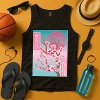 Cherry Blossom Japanese Sakura Vaporwave Aesthetic Tank Top thumb 4