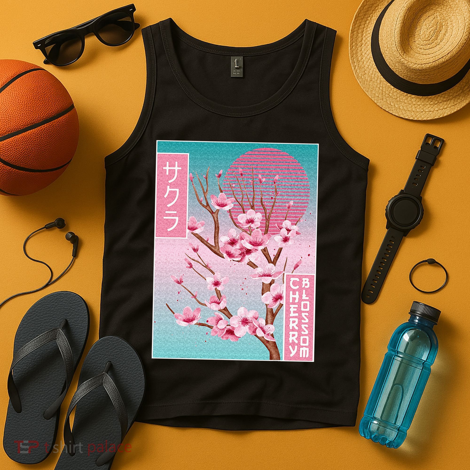 Cherry Blossom Japanese Sakura Vaporwave Aesthetic Tank Top