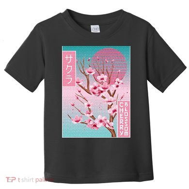 Cherry Blossom Japanese Sakura Vaporwave Aesthetic Toddler T-Shirt