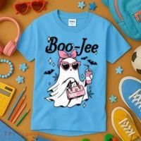 Cute Boo Jee Ghost Halloween Bandana Ghost Coffee Kids T-Shirt thumb 3