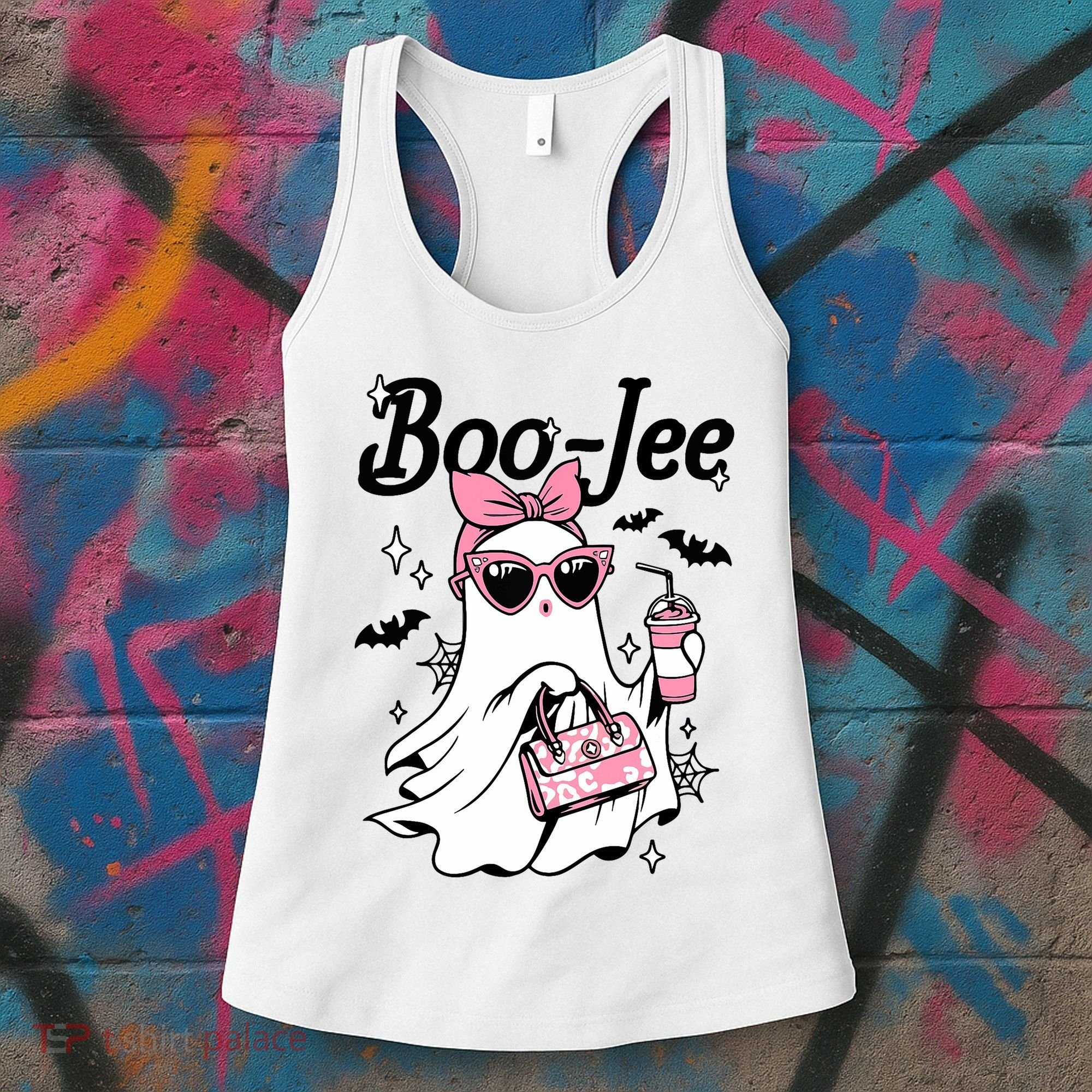 Cute Boo Jee Ghost Halloween Bandana Ghost Coffee Women's Tank Top