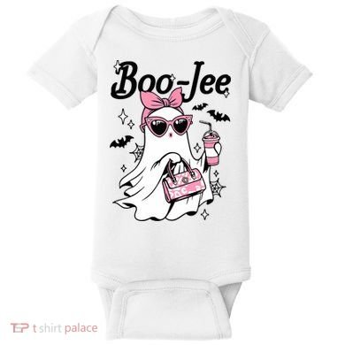 Cute Boo Jee Ghost Halloween Bandana Ghost Coffee Baby Bodysuit