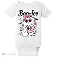Cute Boo Jee Ghost Halloween Bandana Ghost Coffee Baby Bodysuit thumb 0