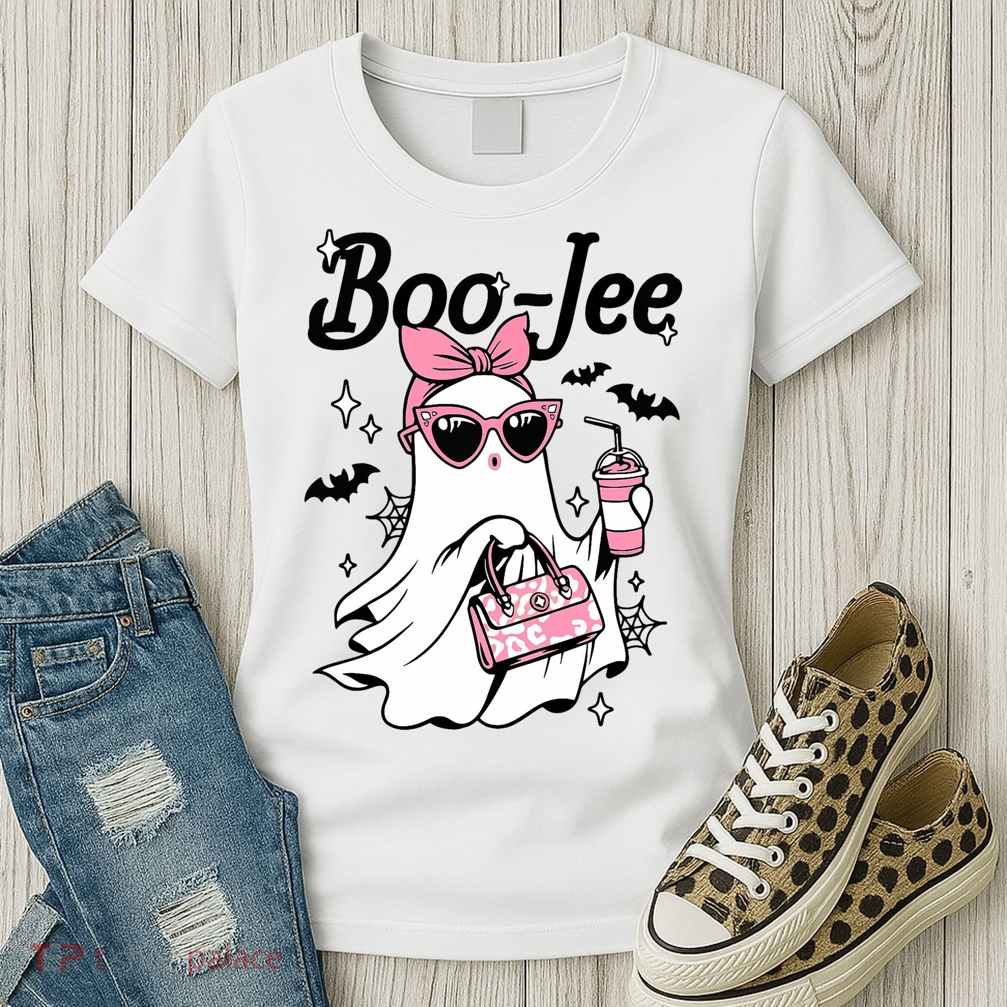 Cute Boo Jee Ghost Halloween Bandana Ghost Coffee Women's T-Shirt