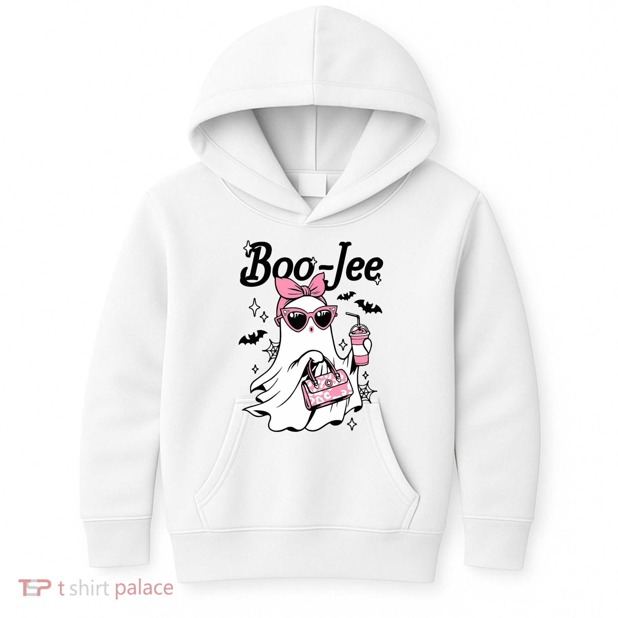Cute Boo Jee Ghost Halloween Bandana Ghost Coffee Kids Hoodie