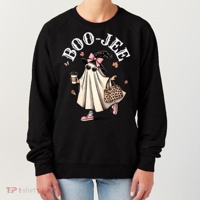 Cute Boo Jee Ghost Halloween Leopard Ghost Coffee Funny Gift Women's Sweatshirt