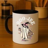 Cute Boo Jee Ghost Halloween Leopard Ghost Coffee Funny Gift Coffee Mug thumb 4