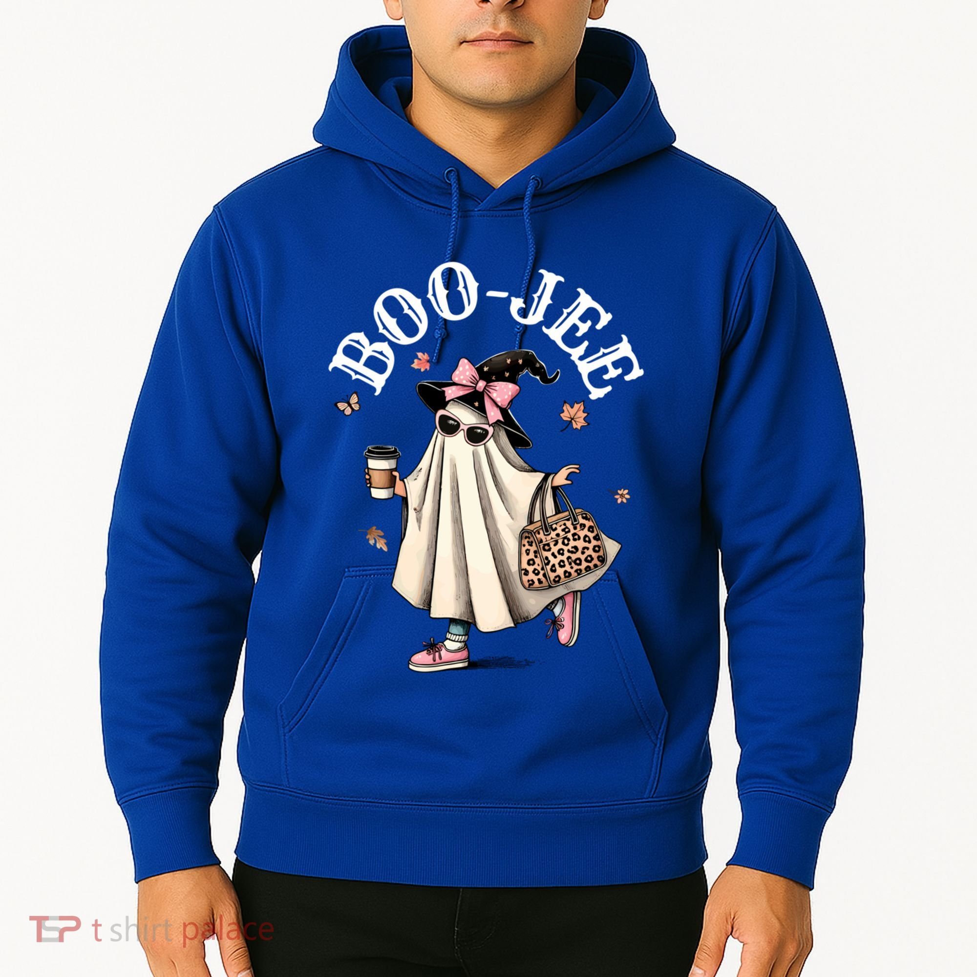 Cute Boo Jee Ghost Halloween Leopard Ghost Coffee Funny Gift Hoodie