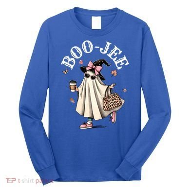 Cute Boo Jee Ghost Halloween Leopard Ghost Coffee Funny Gift Long Sleeve Shirt