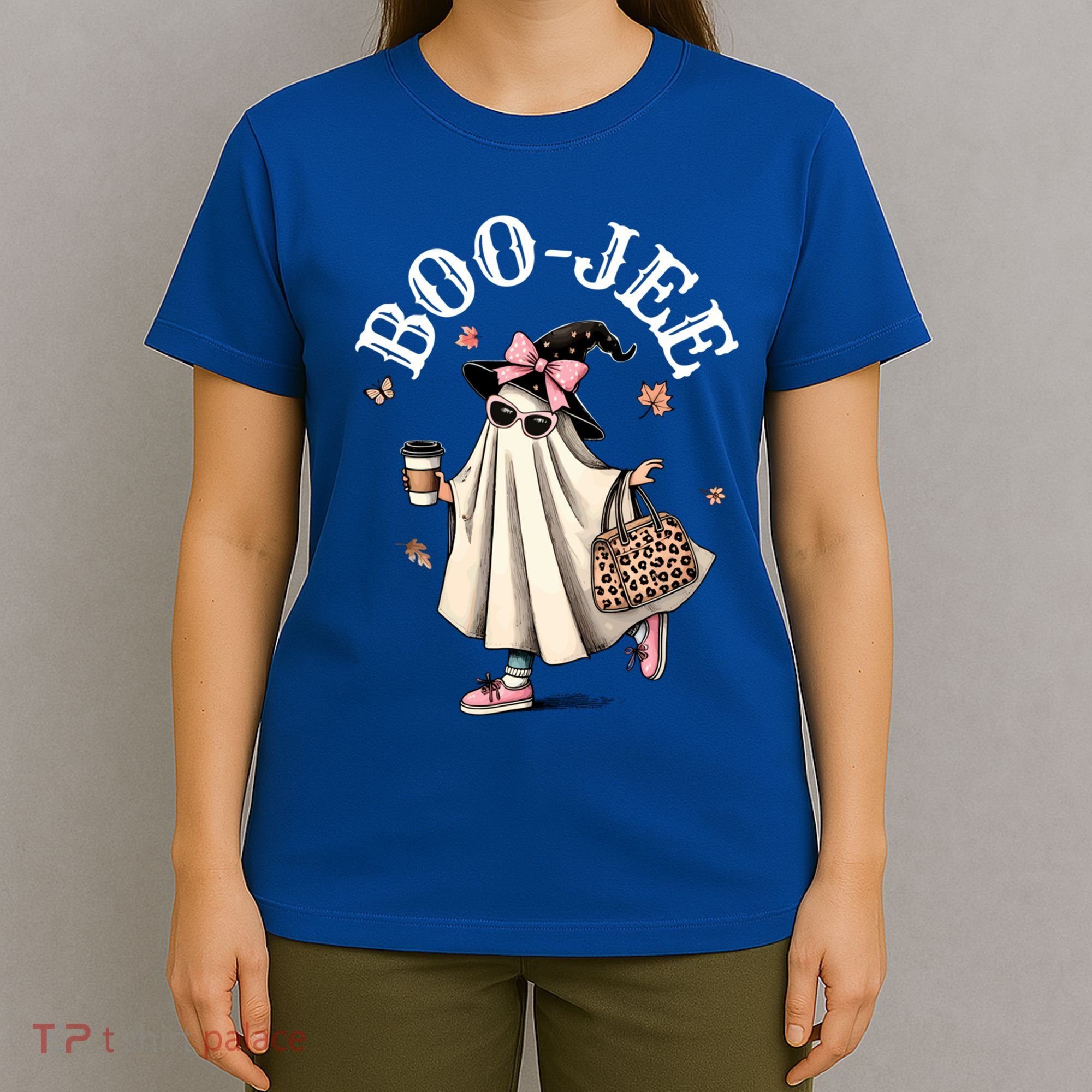 Cute Boo Jee Ghost Halloween Leopard Ghost Coffee Funny Gift T-Shirt
