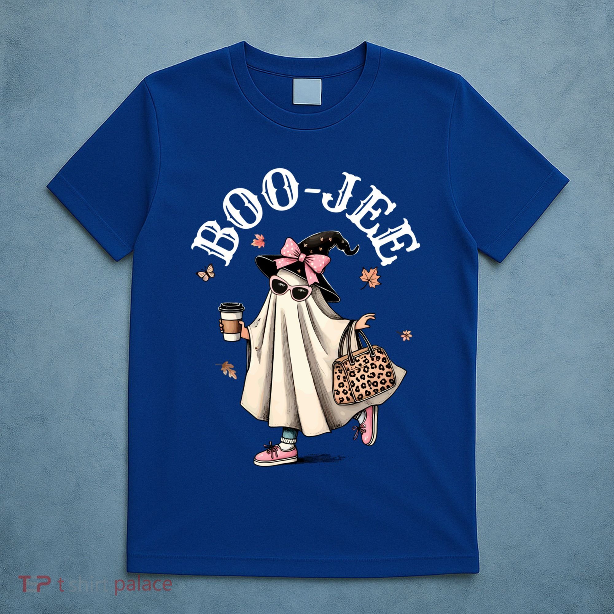 Cute Boo Jee Ghost Halloween Leopard Ghost Coffee Funny Gift T-Shirt