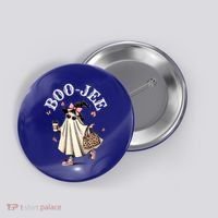 Cute Boo Jee Ghost Halloween Leopard Ghost Coffee Funny Gift Button thumb 0