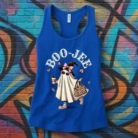 Cute Boo Jee Ghost Halloween Leopard Ghost Coffee Funny Gift Women's Tank Top thumb 3