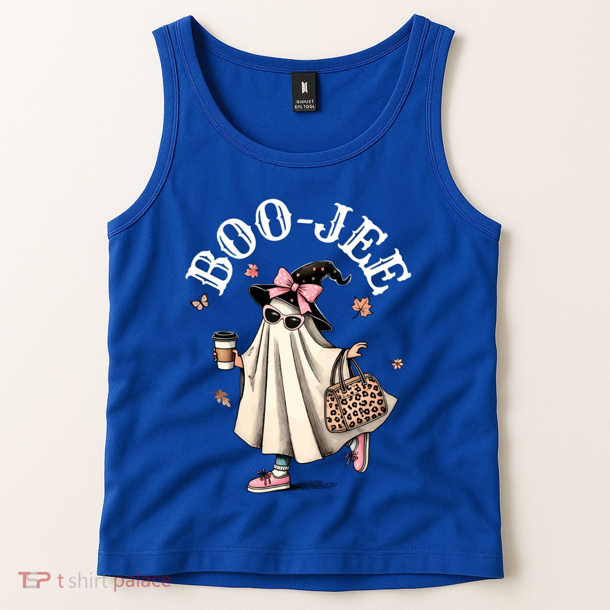 Cute Boo Jee Ghost Halloween Leopard Ghost Coffee Funny Gift Tank Top