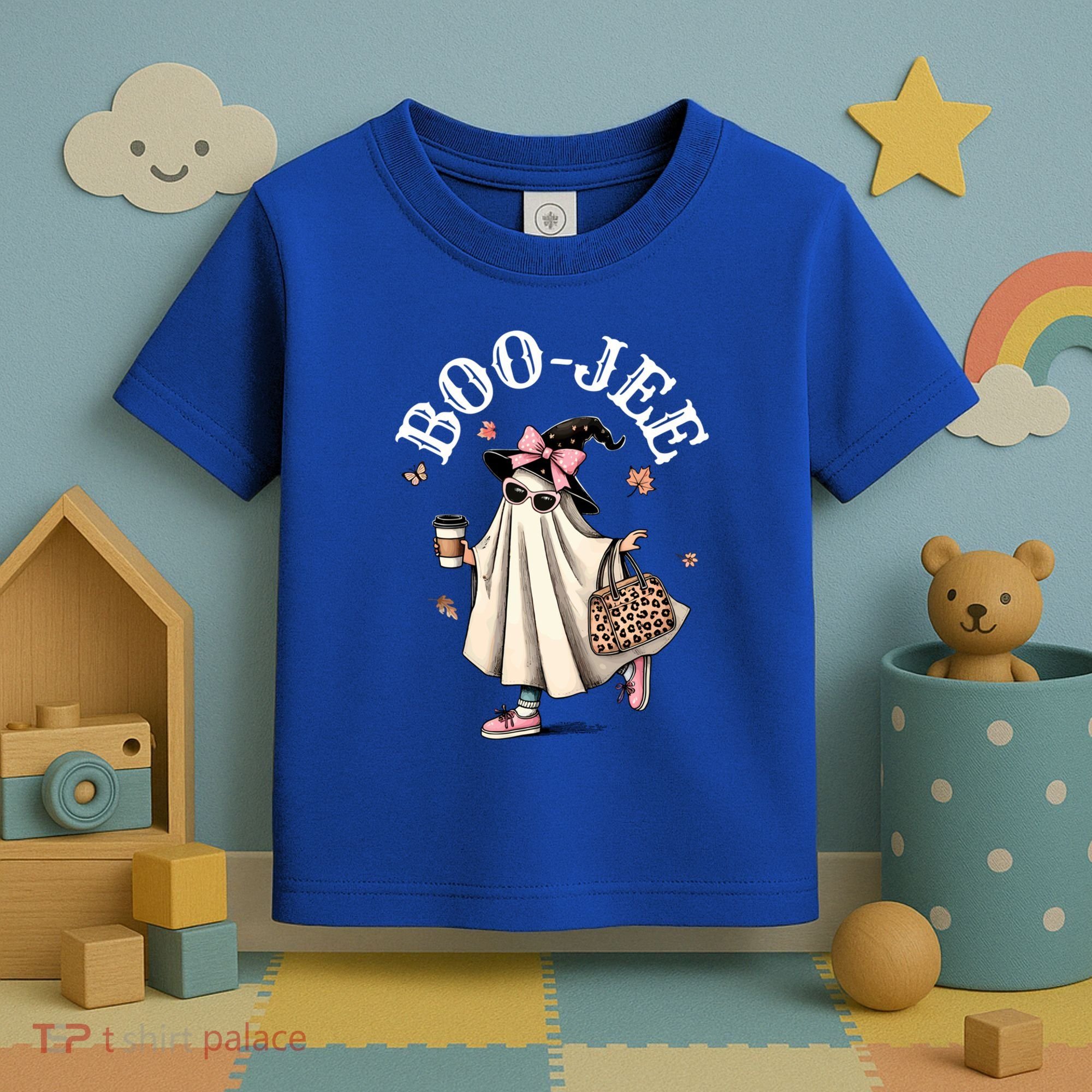 Cute Boo Jee Ghost Halloween Leopard Ghost Coffee Funny Gift Toddler T-Shirt