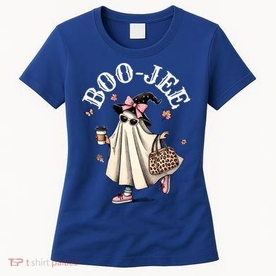 Cute Boo Jee Ghost Halloween Leopard Ghost Coffee Funny Gift Women's T-Shirt
