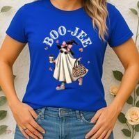 Cute Boo Jee Ghost Halloween Leopard Ghost Coffee Funny Gift Women's T-Shirt thumb 2