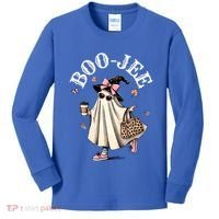 Cute Boo Jee Ghost Halloween Leopard Ghost Coffee Funny Gift Kids Long Sleeve Shirt thumb 0