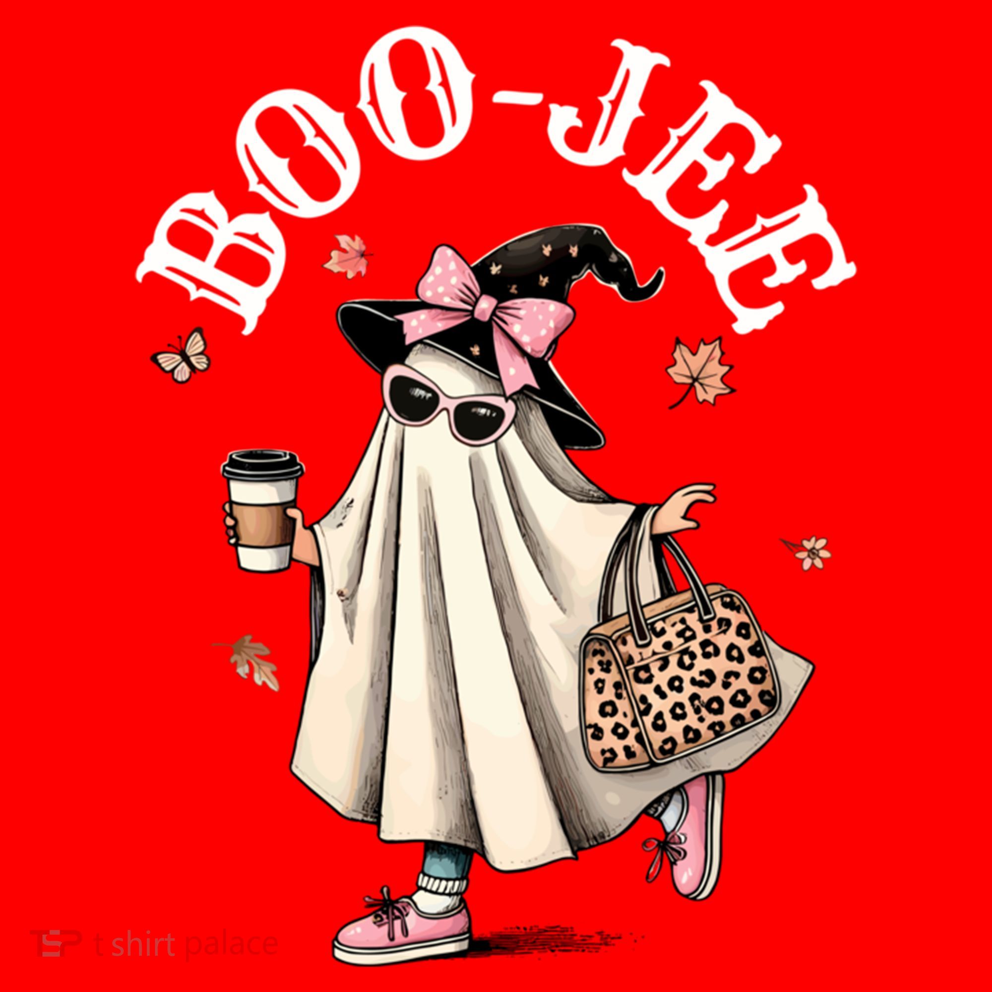 Cute Boo Jee Ghost Halloween Leopard Ghost Coffee Funny Gift Santa Hat