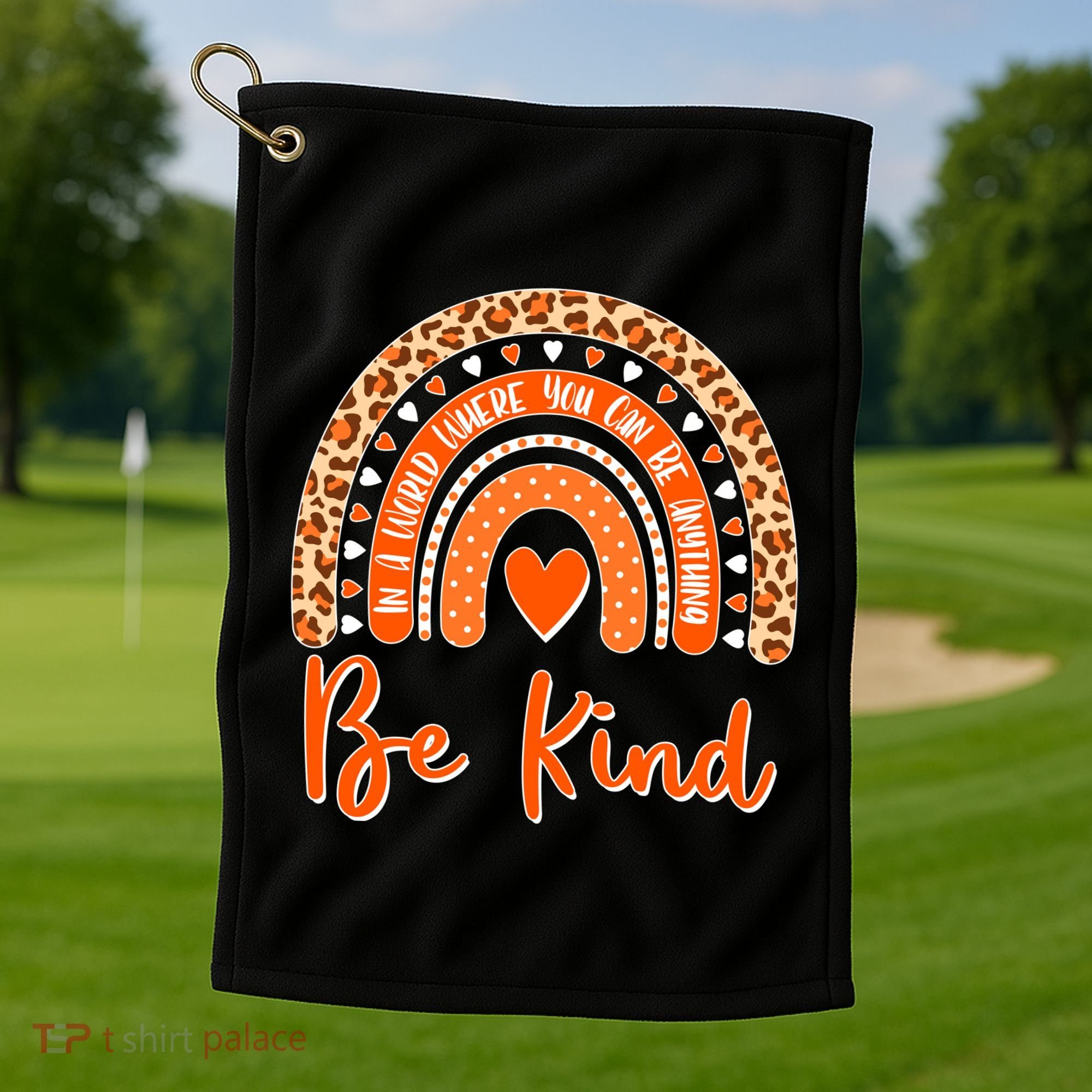 Cute Be Kind Wear Orange Rainbow Golf Towel